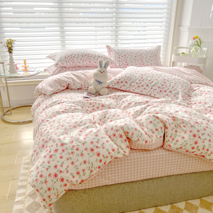 91家纺网 家纺一手货源 找家纺 柠馨 2023新款 13376全棉印花三件套学生季三件套 柒月