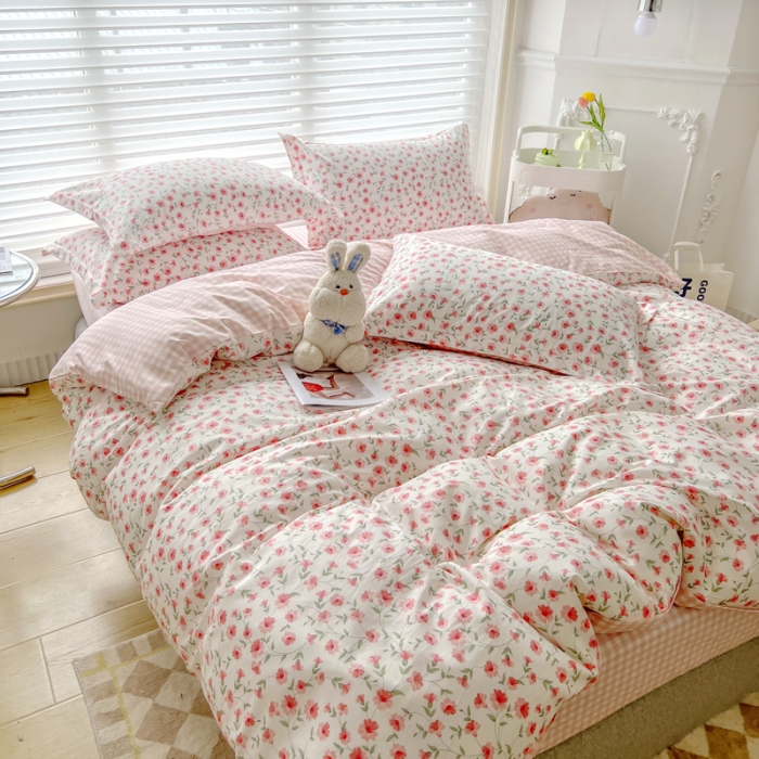 91家纺网 家纺一手货源 找家纺 柠馨 2023新款 13376全棉印花三件套学生季三件套 柒月