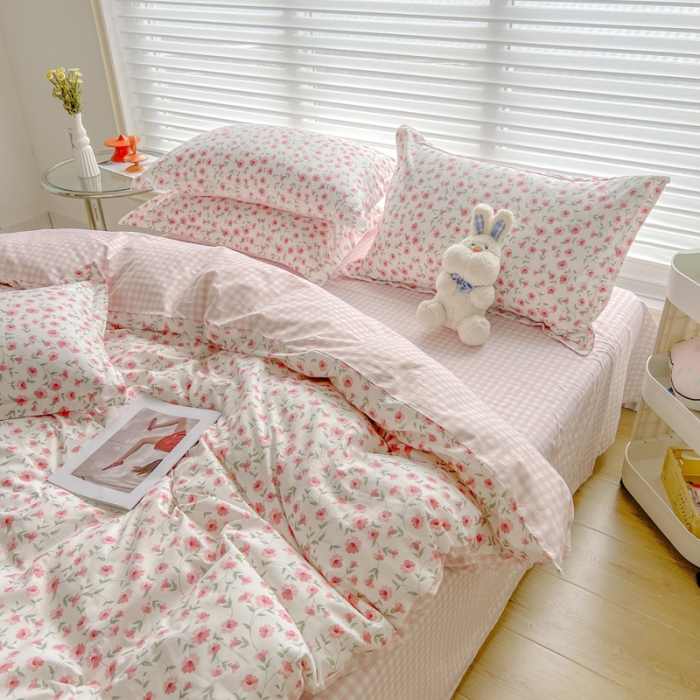 91家纺网 家纺一手货源 找家纺 柠馨 2023新款 13376全棉印花三件套学生季三件套 柒月