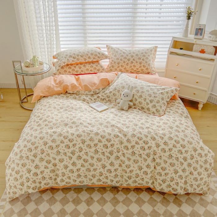 91家纺网 家纺一手货源 找家纺 柠馨 2023新款 13376全棉印花三件套学生季三件套 暖阳