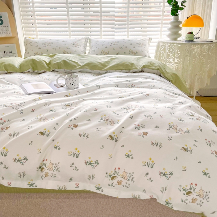 91家纺网 家纺一手货源 找家纺 柠馨 2023新款 13376全棉印花三件套学生季三件套 仙子