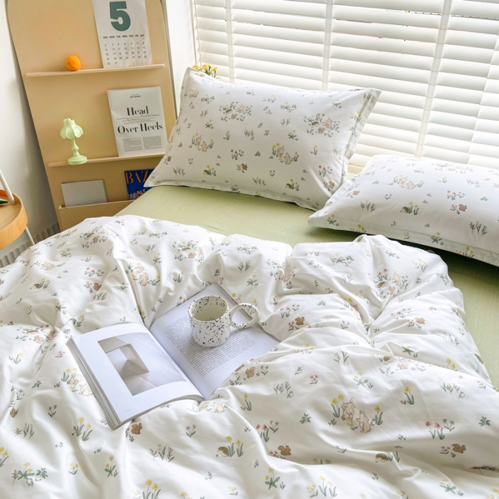 91家纺网 家纺一手货源 找家纺 柠馨 2023新款 13376全棉印花三件套学生季三件套 仙子