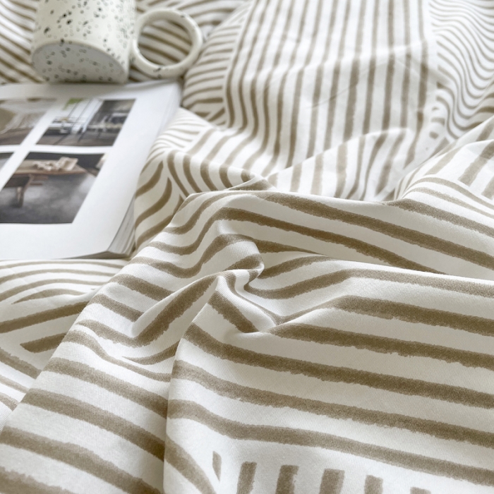 91家纺网 家纺一手货源 找家纺 柠馨 2023新款 13376全棉印花三件套学生季三件套 编织生活-咖