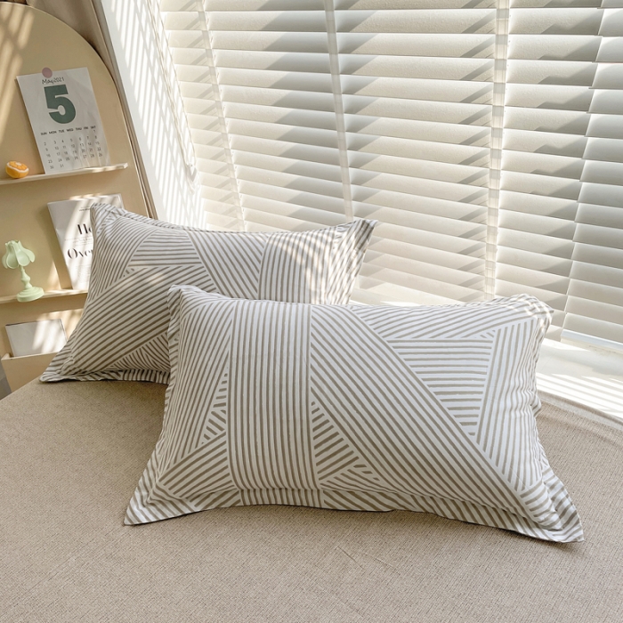 91家纺网 家纺一手货源 找家纺 柠馨 2023新款 13376全棉印花三件套学生季三件套 编织生活-咖