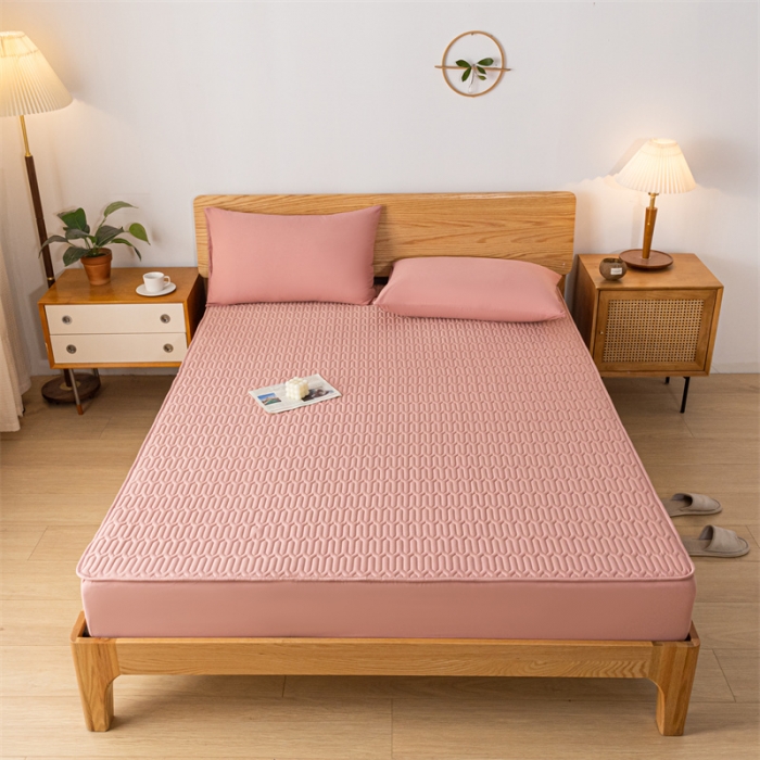 91家纺网 家纺一手货源 找家纺 鑫钰 2023新款经典款防水床笠 金典款-豆沙