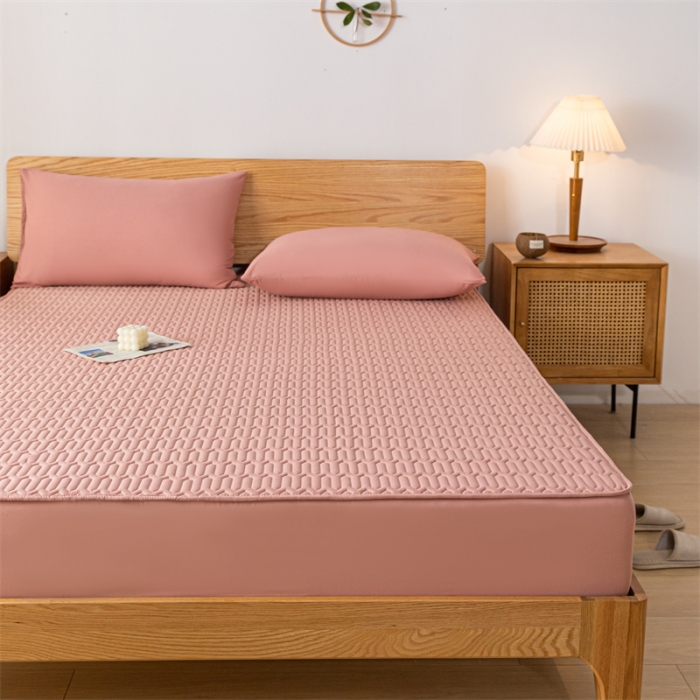 91家纺网 家纺一手货源 找家纺 鑫钰 2023新款经典款防水床笠 金典款-豆沙