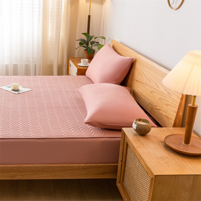 91家纺网 家纺一手货源 找家纺 鑫钰 2023新款经典款防水床笠 金典款-豆沙