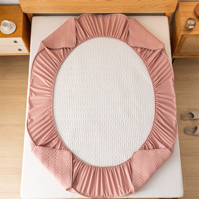 91家纺网 家纺一手货源 找家纺 鑫钰 2023新款经典款防水床笠 金典款-豆沙