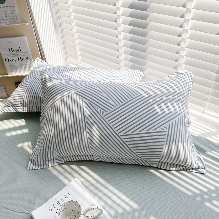 91家纺网 家纺一手货源 找家纺 柠馨 2023新款 13376全棉印花三件套学生季三件套 编织生活-绿