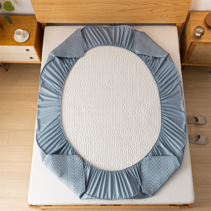 91家纺网 家纺一手货源 找家纺 鑫钰 2023新款经典款防水床笠 金典款-湖蓝