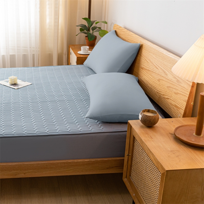 91家纺网 家纺一手货源 找家纺 鑫钰 2023新款经典款防水床笠 金典款-湖蓝