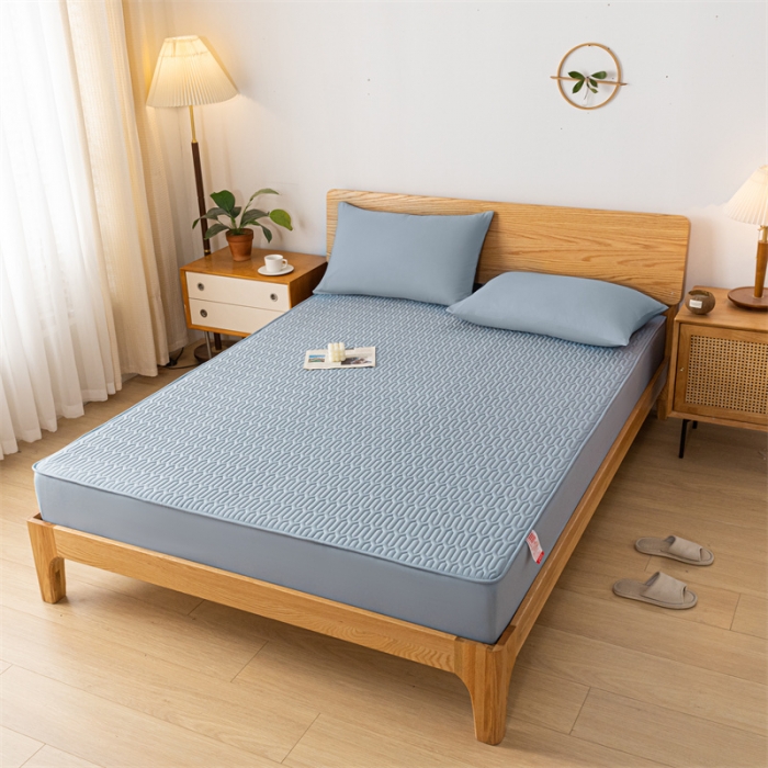 91家纺网 家纺一手货源 找家纺 鑫钰 2023新款经典款防水床笠 金典款-湖蓝