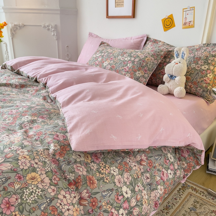 91家纺网 家纺一手货源 找家纺 柠馨 2023新款 13376全棉印花三件套学生季三件套 优优仙子