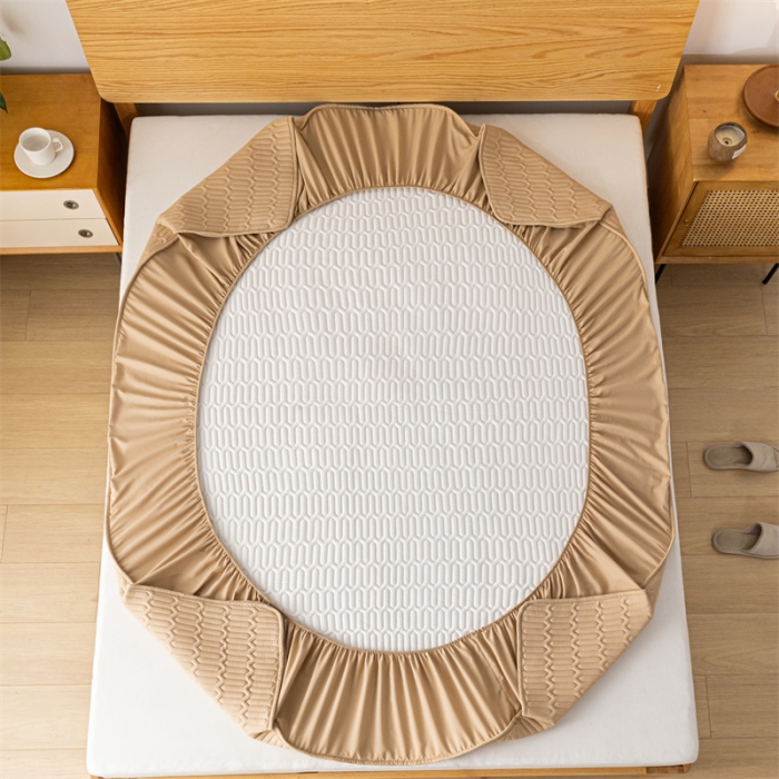 91家纺网 家纺一手货源 找家纺 鑫钰 2023新款经典款防水床笠 金典款-卡其