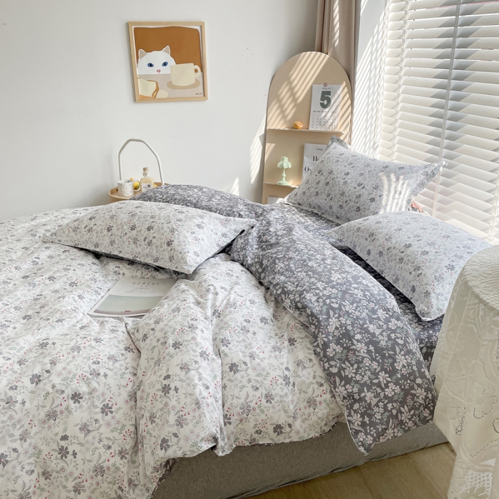 91家纺网 家纺一手货源 找家纺 柠馨 2023新款 13376全棉印花三件套学生季三件套 恋恋风情