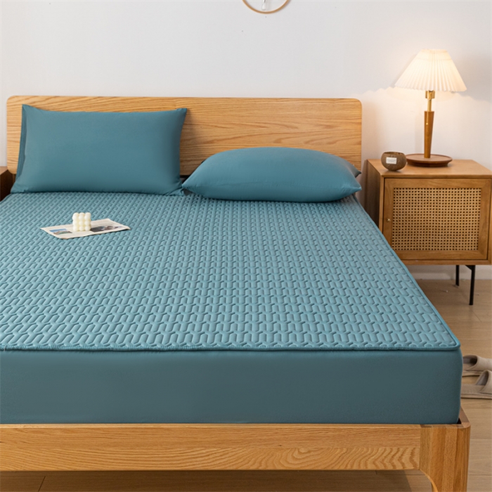 91家纺网 家纺一手货源 找家纺 鑫钰 2023新款经典款防水床笠 金典款-清澈蓝