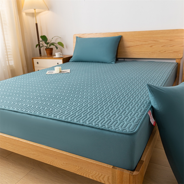 91家纺网 家纺一手货源 找家纺 鑫钰 2023新款经典款防水床笠 金典款-清澈蓝