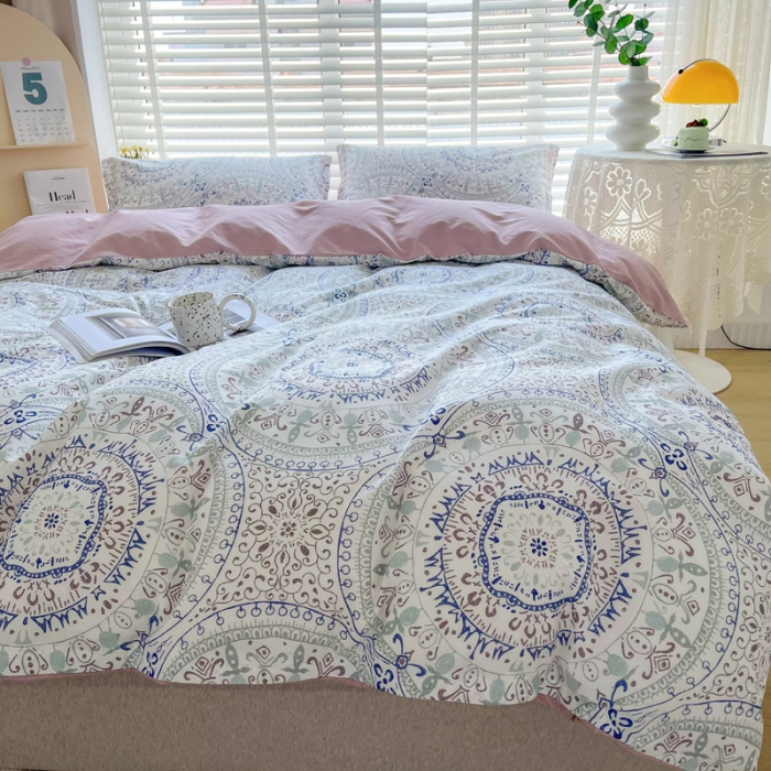 91家纺网 家纺一手货源 找家纺 柠馨 2023新款 13376全棉印花三件套学生季三件套 希亚