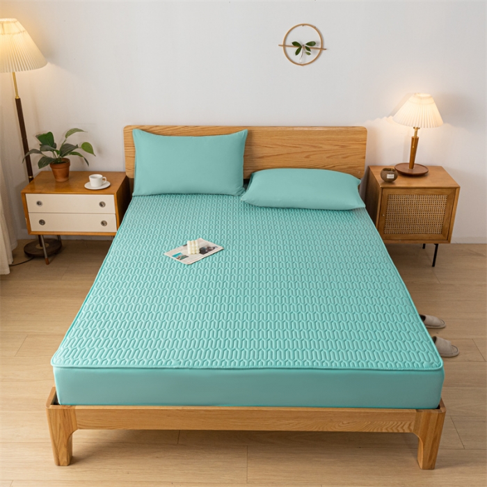 91家纺网 家纺一手货源 找家纺 鑫钰 2023新款经典款防水床笠 金典款-天空蓝