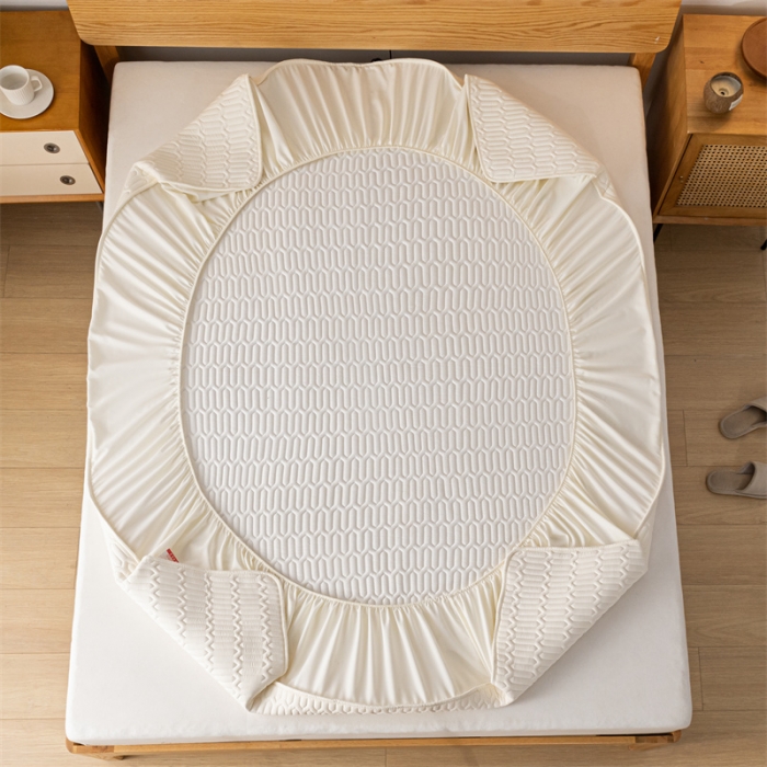 91家纺网 家纺一手货源 找家纺 鑫钰 2023新款经典款防水床笠 金典款-优雅白