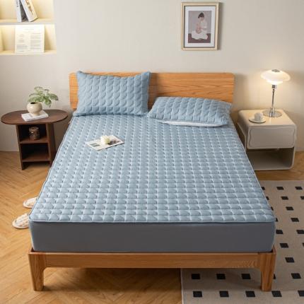 91家纺网 家纺一手货源 找家纺 鑫钰 2023新款菱形格防水床笠 菱形格-湖蓝