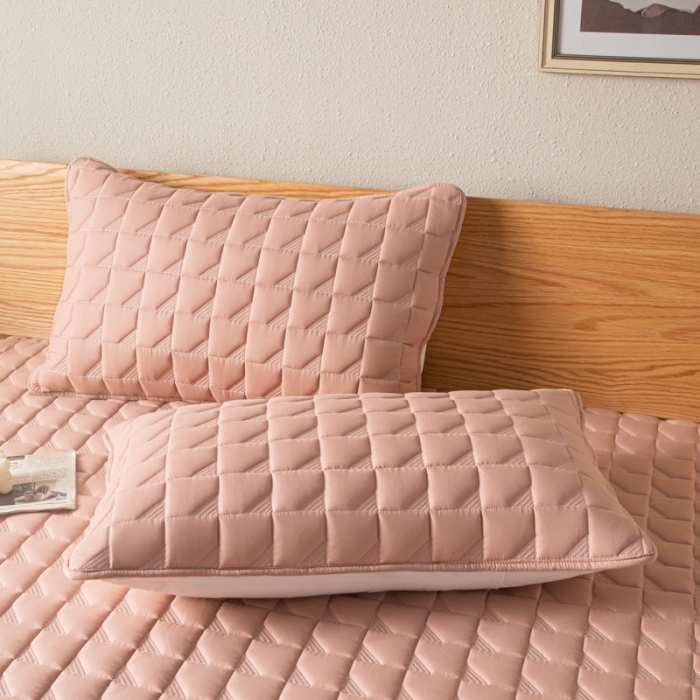 91家纺网 家纺一手货源 找家纺 鑫钰 2023新款菱形格防水床笠 菱形格-豆沙