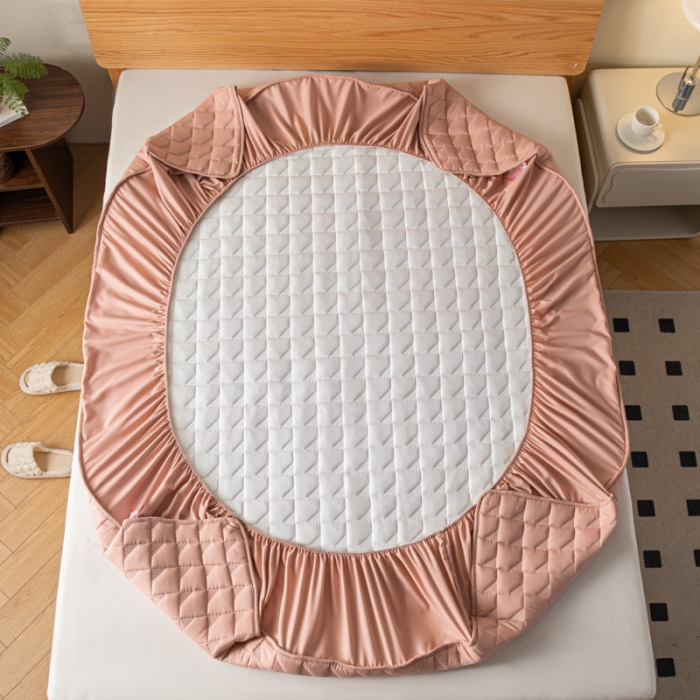 91家纺网 家纺一手货源 找家纺 鑫钰 2023新款菱形格防水床笠 菱形格-豆沙