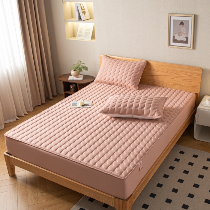 91家纺网 家纺一手货源 找家纺 鑫钰 2023新款菱形格防水床笠 菱形格-豆沙