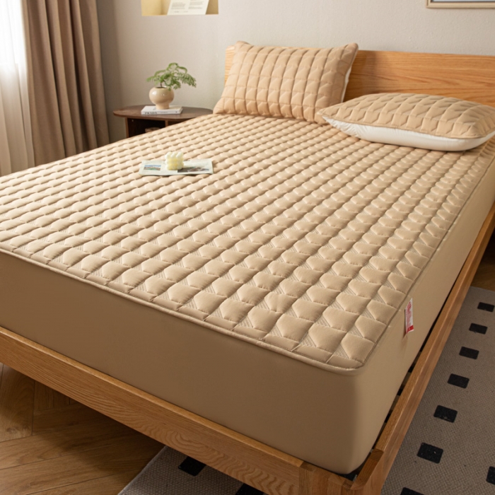 91家纺网 家纺一手货源 找家纺 鑫钰 2023新款菱形格防水床笠 菱形格-卡其