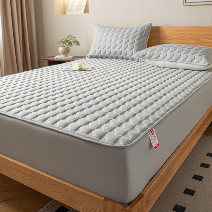 91家纺网 家纺一手货源 找家纺 鑫钰 2023新款菱形格防水床笠 菱形格-绅士灰