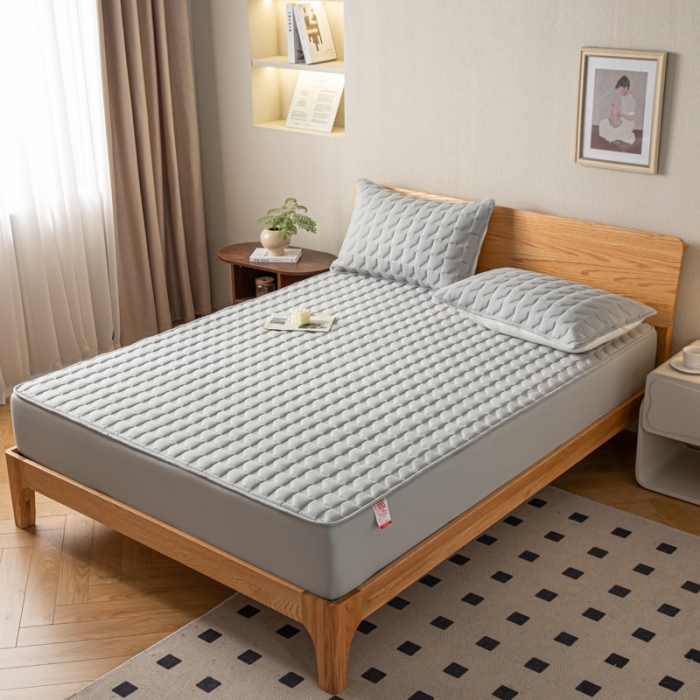 91家纺网 家纺一手货源 找家纺 鑫钰 2023新款菱形格防水床笠 菱形格-绅士灰