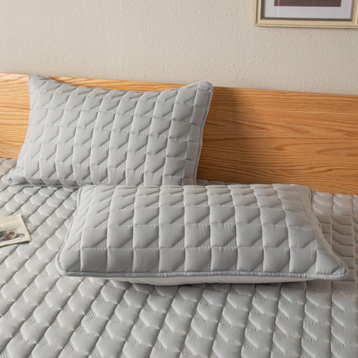 91家纺网 家纺一手货源 找家纺 鑫钰 2023新款菱形格防水床笠 菱形格-绅士灰