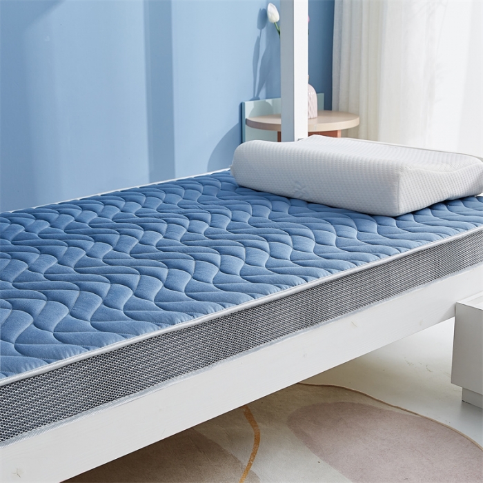 91家纺网 家纺一手货源 找家纺 鹿辉 2023新款烫画牛奶丝立体床垫学生款 如意兔蓝波浪