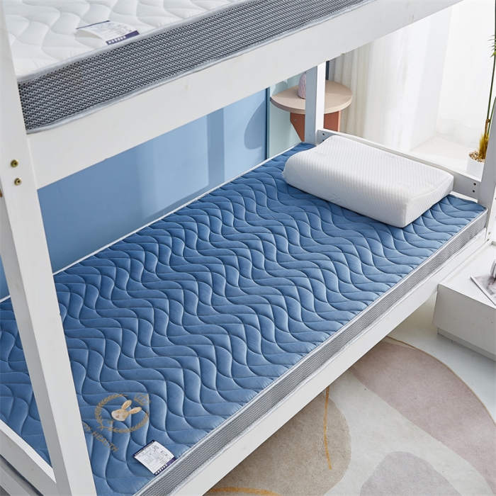 91家纺网 家纺一手货源 找家纺 鹿辉 2023新款烫画牛奶丝立体床垫学生款 如意兔蓝波浪