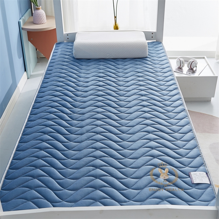 91家纺网 家纺一手货源 找家纺 鹿辉 2023新款烫画牛奶丝立体床垫学生款 如意兔蓝波浪