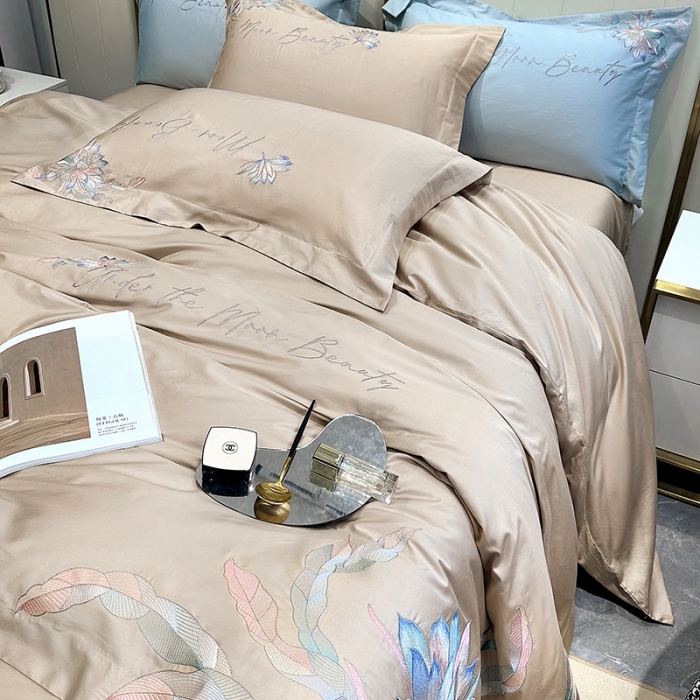 91家纺网 家纺一手货源 找家纺 宅家居 2024轻奢小香风纯棉长绒棉四件套奥菲亚系列 奥菲亚-香槟金