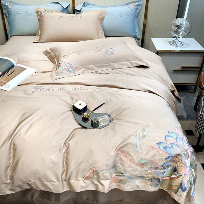 91家纺网 家纺一手货源 找家纺 宅家居 2024轻奢小香风纯棉长绒棉四件套奥菲亚系列 奥菲亚-香槟金