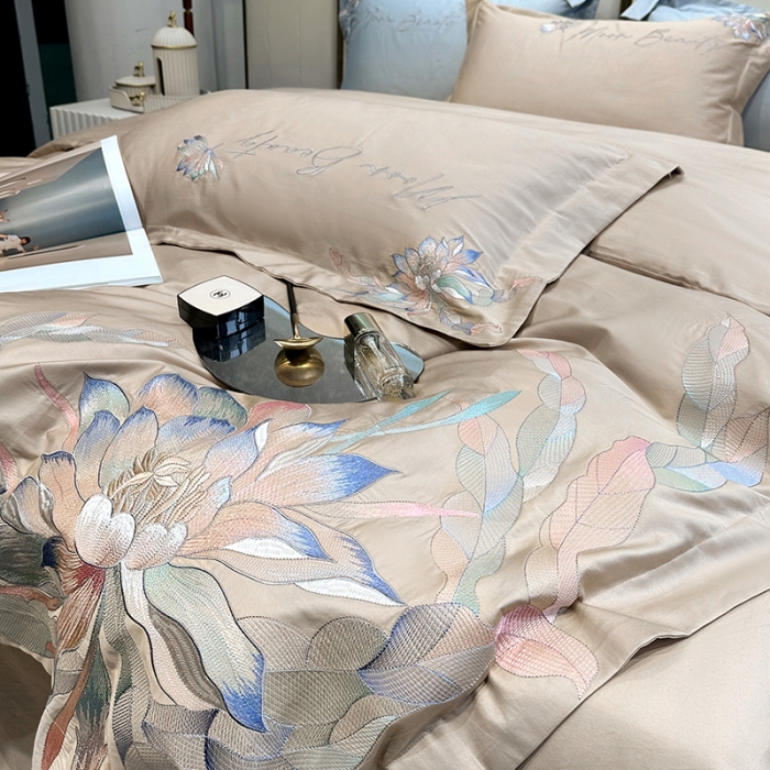 91家纺网 家纺一手货源 找家纺 宅家居 2024轻奢小香风纯棉长绒棉四件套奥菲亚系列 奥菲亚-香槟金