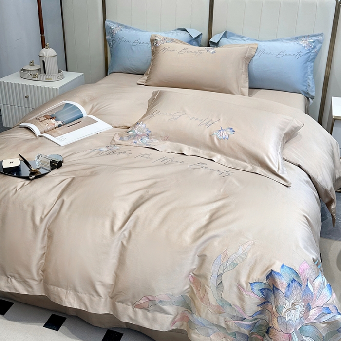 91家纺网 家纺一手货源 找家纺 宅家居 2024轻奢小香风纯棉长绒棉四件套奥菲亚系列 奥菲亚-香槟金