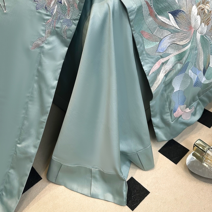 91家纺网 家纺一手货源 找家纺 宅家居 2024轻奢小香风纯棉长绒棉四件套奥菲亚系列 奥菲亚-松石绿