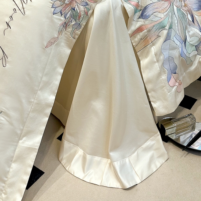 91家纺网 家纺一手货源 找家纺 宅家居 2024轻奢小香风纯棉长绒棉四件套奥菲亚系列 奥菲亚-奶昔白