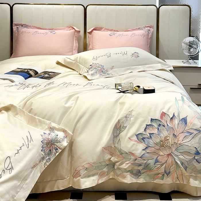 91家纺网 家纺一手货源 找家纺 宅家居 2024轻奢小香风纯棉长绒棉四件套奥菲亚系列 奥菲亚-奶昔白