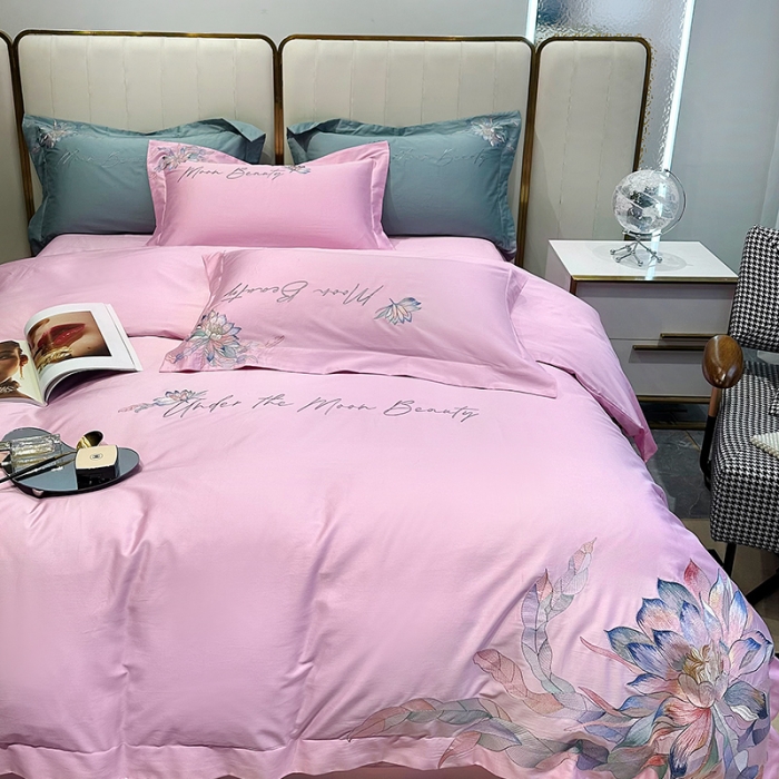 91家纺网 家纺一手货源 找家纺 宅家居 2024轻奢小香风纯棉长绒棉四件套奥菲亚系列 奥菲亚-罗兰紫