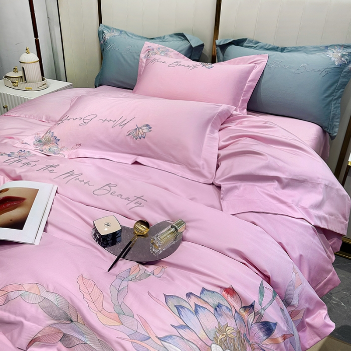 91家纺网 家纺一手货源 找家纺 宅家居 2024轻奢小香风纯棉长绒棉四件套奥菲亚系列 奥菲亚-罗兰紫