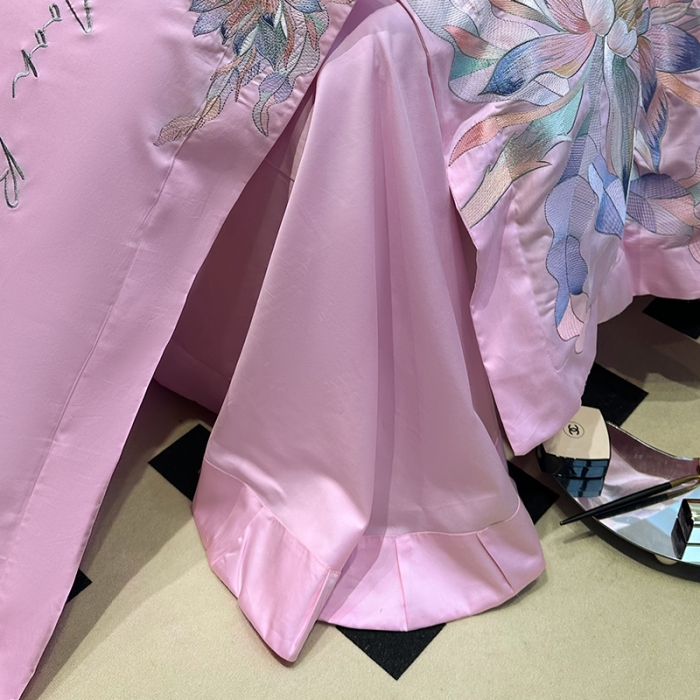 91家纺网 家纺一手货源 找家纺 宅家居 2024轻奢小香风纯棉长绒棉四件套奥菲亚系列 奥菲亚-罗兰紫