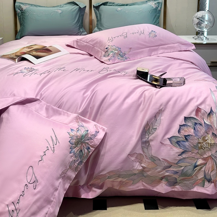 91家纺网 家纺一手货源 找家纺 宅家居 2024轻奢小香风纯棉长绒棉四件套奥菲亚系列 奥菲亚-罗兰紫