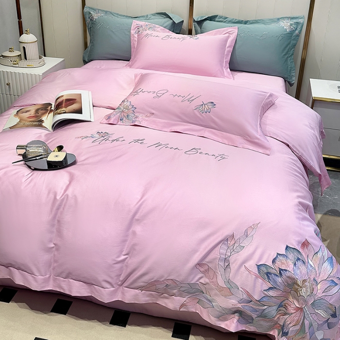 91家纺网 家纺一手货源 找家纺 宅家居 2024轻奢小香风纯棉长绒棉四件套奥菲亚系列 奥菲亚-罗兰紫