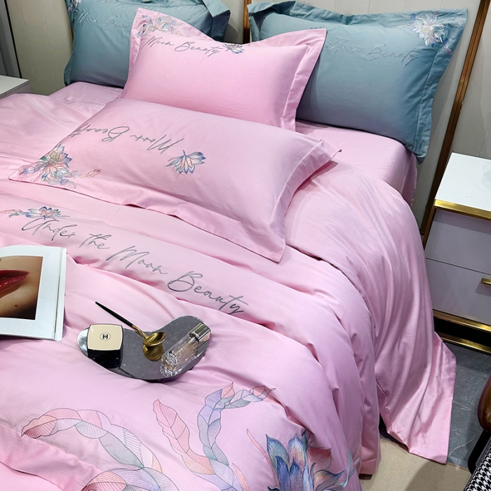 91家纺网 家纺一手货源 找家纺 宅家居 2024轻奢小香风纯棉长绒棉四件套奥菲亚系列 奥菲亚-罗兰紫