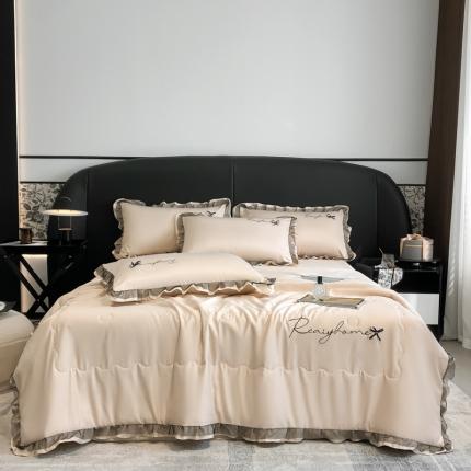 91家纺网 家纺一手货源 找家纺 （总）富米莱（原臻工厂）2023新款同心结韩版水洗天丝夏被四件套