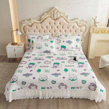 91家纺网 家纺一手货源 找家纺 宜凡 2023新款全棉印花床盖三件套 卡哇伊